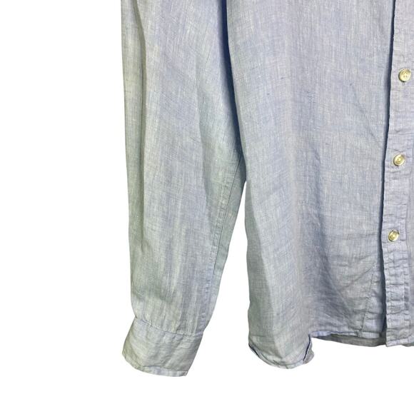 Orvis Button Down Shirt Mens Medium Baby BlueSummer Relaxed Linen Classic Fit - Picture 5 of 10